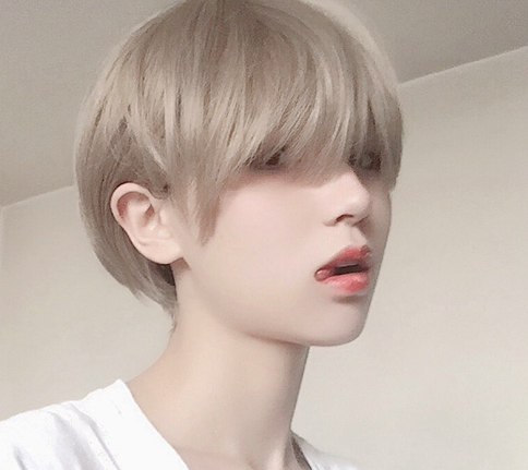 Two-Dimensional Oblique Bangs Short Straight Hair Handsome Men And Women Fake Grandma Gray Simulation Scalp Full Wig