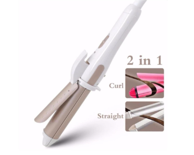 2in1 Hair Straightening and Curling Iron (White&Gold)