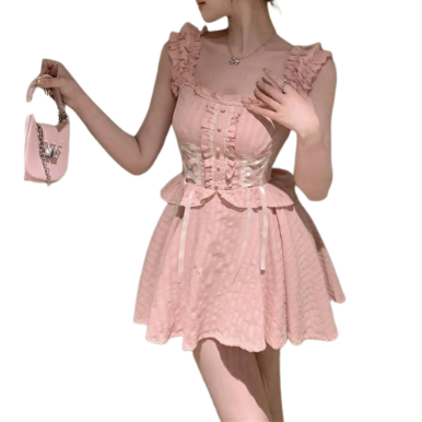 Lovito Women Casual Plain Tie Front Dress LNA43192