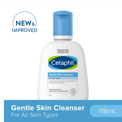 Cetaphil Gentle Skin Cleanser 118ml (For Sensitive Skin / Non-Drying Facial Wash / Paraben Free)