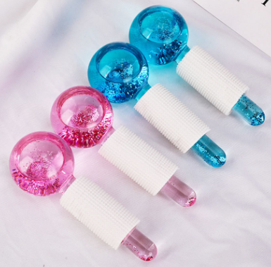 2Pcs Beauty Ice Hockey Glasses Crystal Ball Energy Face Massage Eye Massager Globes Roller