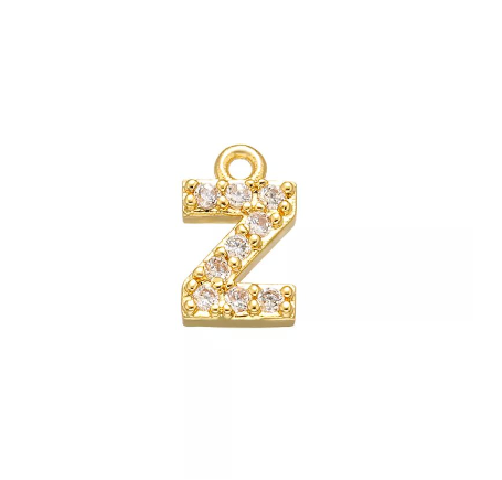 Vnox 9x11.5mm Brass Cubic Zirconia Crystal 26 Letter Charms Pendants for Women Necklace Earring Jewelry Accessories Z