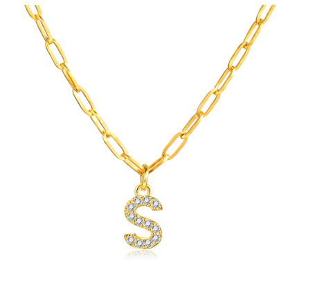 Vnox 18K Gold Initial Letter Necklace,Gold Letter Necklace,Initial Necklace S