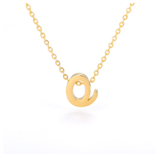Maxzone Tiny Initial Letter Necklaces For Women Stainless Steel Old English Letter Vintage Necklace Boho Birthday Gothic Jewelry Gift O