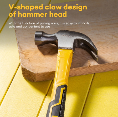 Deli 16oz Heavy Duty Claw Hammer Handle 1Pc With Fiber DL5002