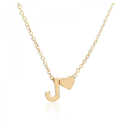Necklace 26 Letter Pendant Necklace Women Peach Heart Shaped Clavicle Chain Necklace Accessories J