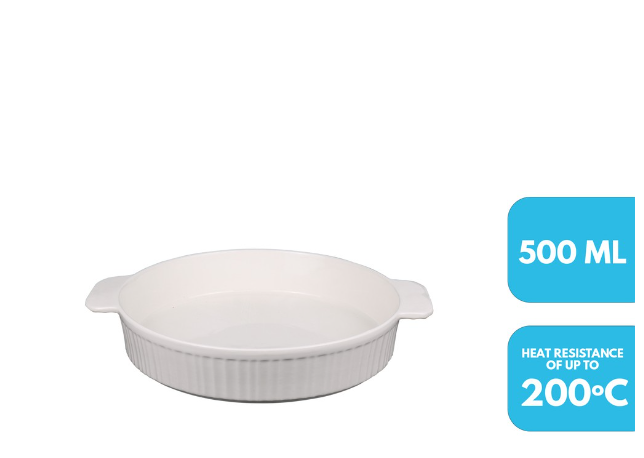 Home Gallery Round Baking Dish 500ml | High Grade Ceramic Material | Heat Resistance up to 200°C
