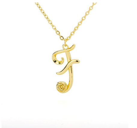 Dainty Gold Letter Necklace Tiny 26 Capital A-Z Pendant Choker Necklace,Cute Personalized Name Necklace Gold Jewelry Necklace F