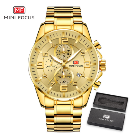 Mini Focus Quartz Watch Men Luxury Brand Business Sports Waterproof Chronograph Luminous Fashion ALL GOLD