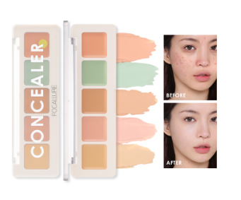 Focallure 5 Color Corrector Concealer Palette Multicolor High Cover But Non-Cakey Long-Lasting Naturale Green Concealer Face Makeup