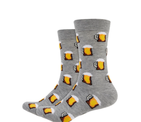 IDENTITY Beer Printed Crew Length Socks