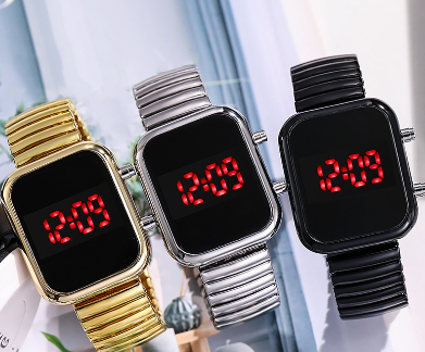 Fashion Rectangle LED Digital Watches Students Alloy Band Sports Watch