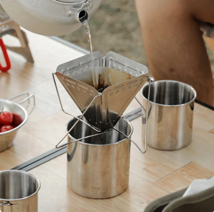 Camping Folding Coffee Filter Tea Dripper Holder Outdoor Nature Hike Tourism Bushcraft Tableware Portable Cutlery Drip Cone Rack