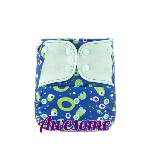 Booldeet Posh Cloth Diaper Newest Prints with 4-Layer Contoured Microfiber Insert S38