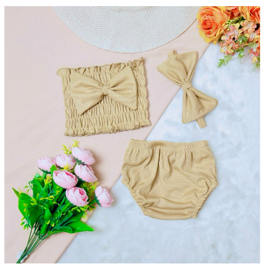 Stacey Smocking Terno For Baby Girl With Turban for 1-24months c2