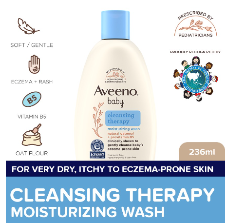 Aveeno Baby Cleansing Therapy Moisturizing Wash 236ml - Newborn, For Sensitive Baby Skin, Baby Bath