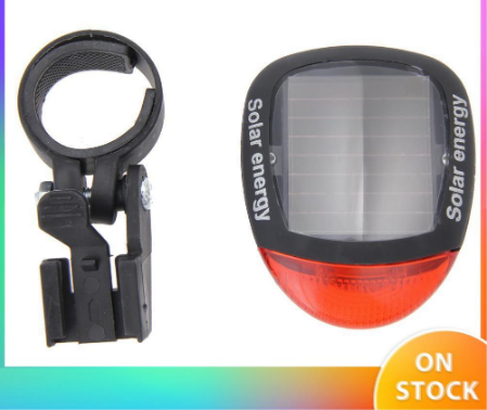 2 LED Red Bicycle Solar Energy Rechargeable Red Tail Rear Light Flash
