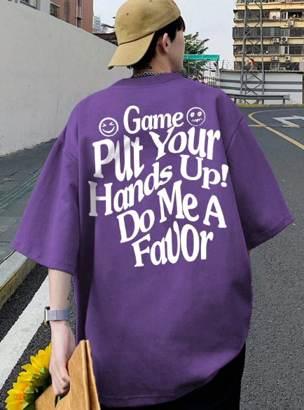 Manfinity EMRG Men T-Shirts Baggy Crew Neck Drop Shoulder Short Sleeve Slogan Tee Casual Funny Summer Polyester