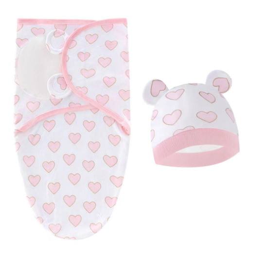 Newborn Baby Muslin Swaddle Blanket Hat Set Swaddle Bedding Wrap Blanket Baby Swaddling S43