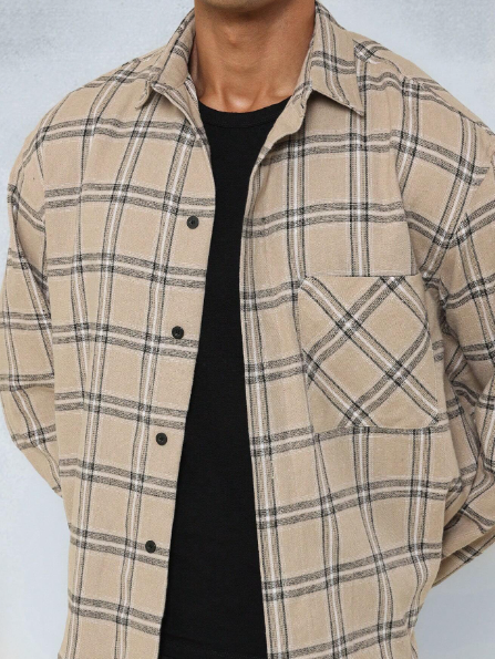 SUMWON Regular Fit Long Sleeve Check Shirt With Label