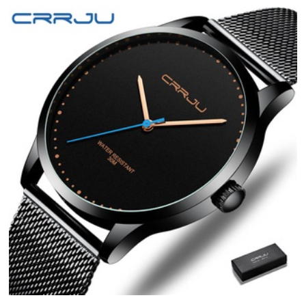 CRRJU Men's Watch Original Brand Ultra-thin Fashion Business Analog Quartz Stainless Steel Waterproof 2167 BLACK ROSEGOLD 1