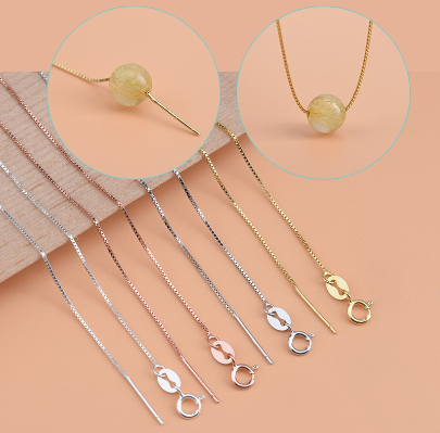 Sterling silver Necklace Pass-through Bead belt Needle Pass-through Heart adjustable