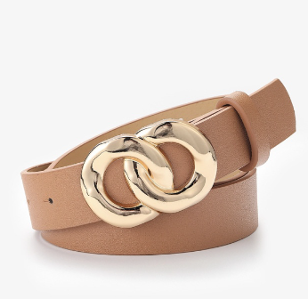Fashion Double loop Golden Buckle Belt for Women Decorative Jeans Dress Belts Luxury Strap Ondildo Off White PU leather