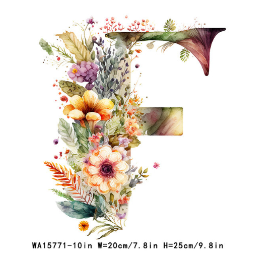 A-Z Letter Visual Design Iron On Transfer For Clothing Dtf Transfers Ready To Press F