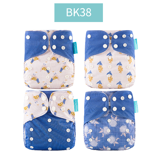 Happyflute 2023 Baby Reborn 4pcs set Washable Eco-friendly Baby Cloth Diaper Ecological Adjustable Nappy Reusable Diaper SET2