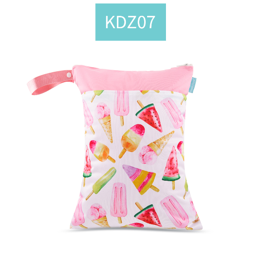 Happyflute Portable 30*40CM Diaper Wet Bag Waterproof Two Zippered Cute Prints Wet Dry Diaper Bag With Handle Wetbags 011