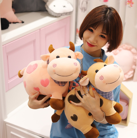 25CM 2022 NEW Cow Plush Toy Soft Bull Animal Plush Toy Pillow Kawaii Cattle Doll Kids Girls Birthday Gifts