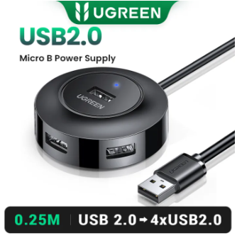 UGREEN USB 2.0 HUB 4 Port Splitter Docking Station for Laptop PC Computer with Micro USB Charging Port