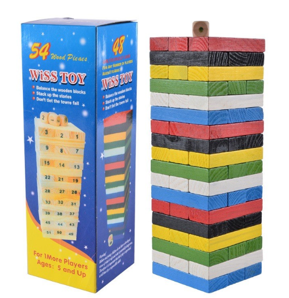 54 Pcs Wooden Wiss Toy Building Blocks Jenga