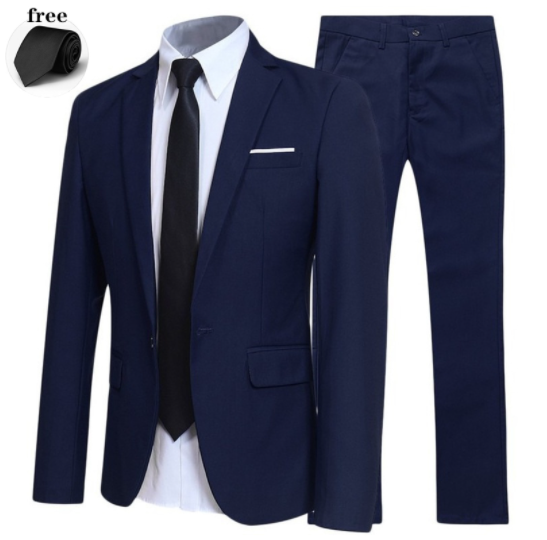 Men Blazers 2 Pieces Sets Formal 3 Suits Full Business Korean 2023 Pants Blue Coats Wedding Elegant Jackets Luxury