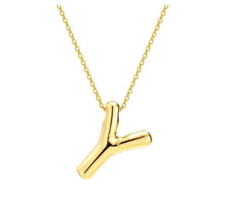 Meaeguet Initial Necklace for Women Girls,Dainty Gold Balloon Bubble Letter Necklace Layered Necklaces Puffy Name Personalized Y