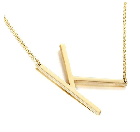 Stainless Chain with Letter Pendant Necklace K