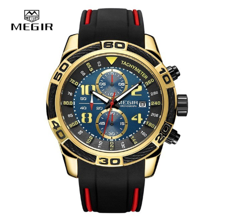 Luxury MEGIR Brand Quartz Silicone Chronograph Analog Automatic date waterproof Men's Watches M3