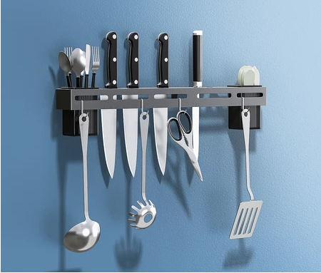 Nipiin 40/60 CM Knife Holder Kitchen Cooking Utensils Wall Mount Stainless Steel Hanging Organizers
