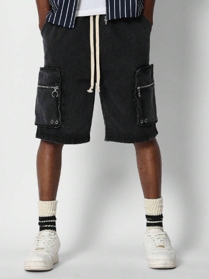 SUMWON Pull On Denim Cargo Short With Side Pockets