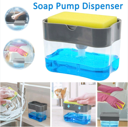 Soap Dispenser Kitchen Manual Press Liquid Soap Pump Dispenser Washing Sponge Dish Wash