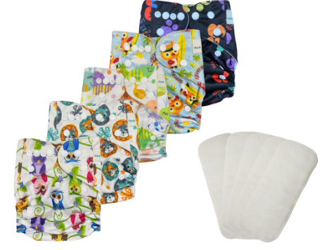 Ecopwet Washable Cloth Diapers 5 Set with MF Prepacked Will Ship RANDOM Designs Only