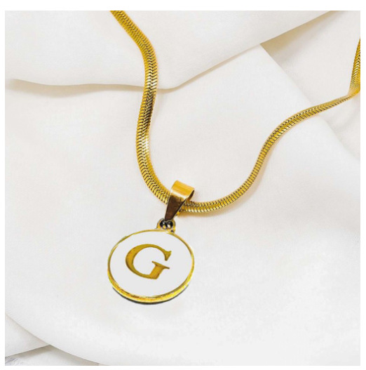 Laj 18k Gold Stainless Steel Initial Necklace SLP07  with LX873D NoFreeBox G