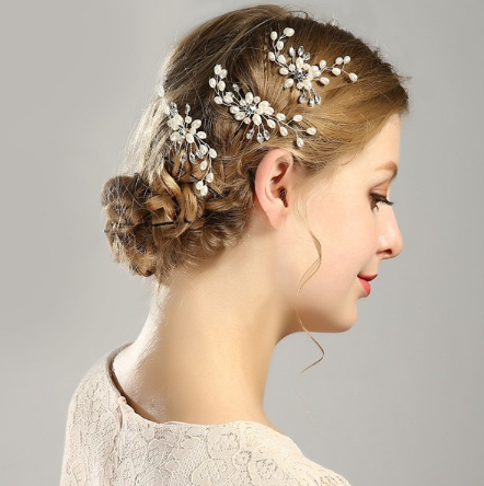 Vintage Fairy Hair Band Wedding Bridal Pearl Flower Crystal Hair Pins Bridesmaid Clips Side Comb