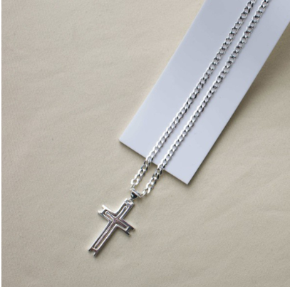 Silver TB048 92.5% Italy Silver Mens Necklace Pendant Fascinating Cross