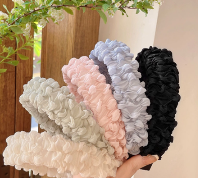 Korean Mesh Pleated Hair Band Women's Wash Face Summer Fairy Headband Hair Accessories
