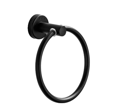 RCG Stainless Steel Black Single Towel Ring Towel Holder SUS304 Round Towel Holders Heavy Duty