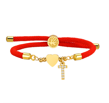 Vnox Zircon Cubic A-Z Initial Letter Women Bracelet Tree of Life Adjustable Red Rope Bracelet for Women Jewelry Gift T