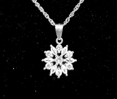 Unisilver 925 Sterling Silver Marquise Flower Pendant Necklace