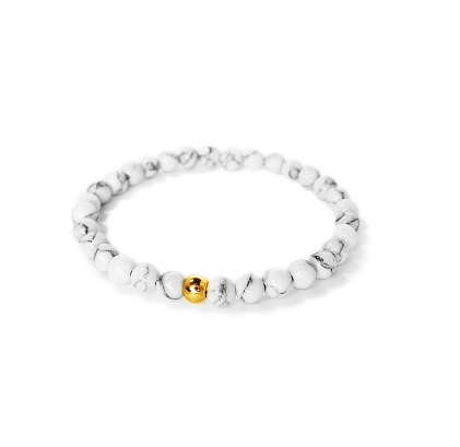 Howlite Stone Bracelet with 18K Gold Plated Bead