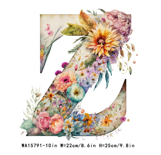 A-Z Letter Visual Design Iron On Transfer For Clothing Dtf Transfers Ready To Press Z